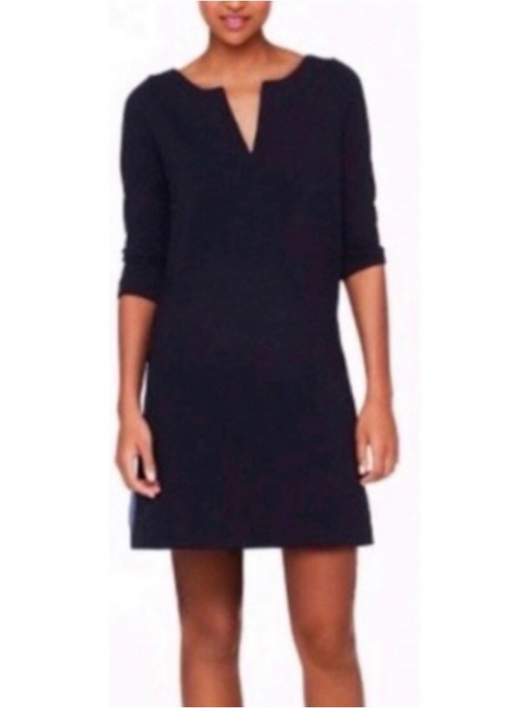 J.Crew Classic Navy Shift Dress With Notch Neck Size Small